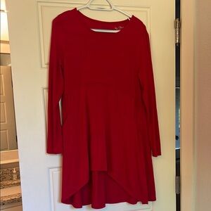 Red Long Sleeve Tunic Top